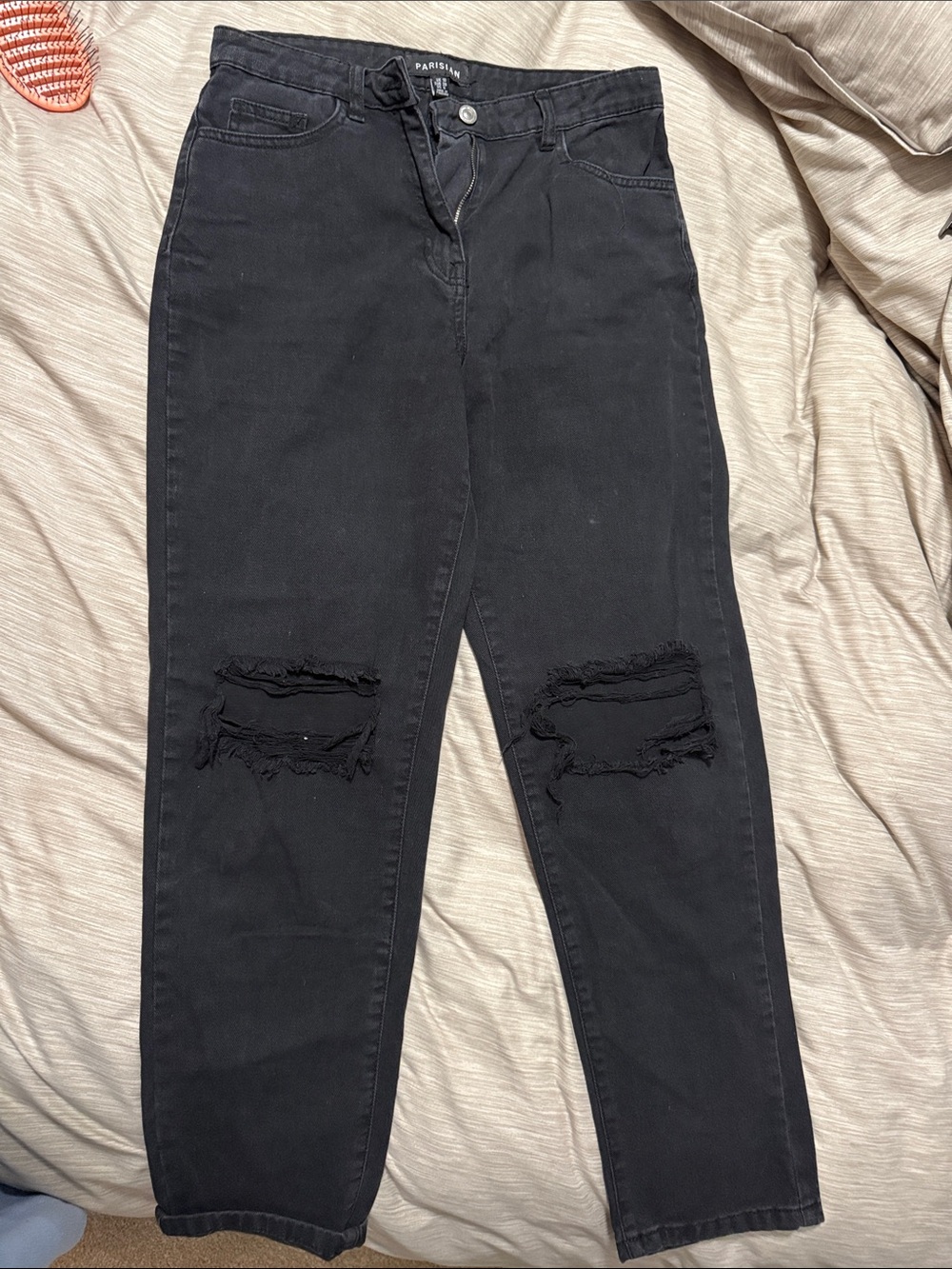 Parisian Works Black Distressed Boyfriend Jeans